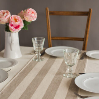 The Classic Ivory/Natural Wide Striped Table Runner 183cm x 37cm (72"x 14") Sold out