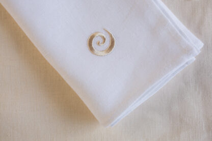 Newgrange swirl on ecru or white Irish linen napkins - Image 6