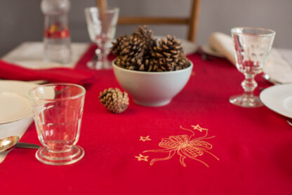 Christmas in Silver or Gold threads on Irish linen//// sold out