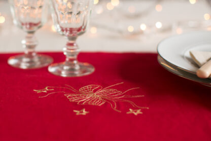 Christmas in Silver or Gold threads on Irish linen//// sold out - Image 4