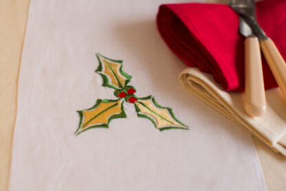 Christmas Holly Table Runners in Irish linen   "Great Value" - Image 7