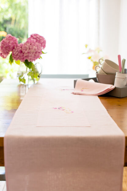 Pretty in Pink runner in beautiful Irish linen