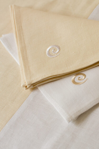 Newgrange swirl on ecru or white Irish linen napkins - Image 3