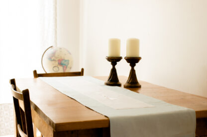 Galway Hooker table runner with white insert and white embroidery 'Sale' - Image 4