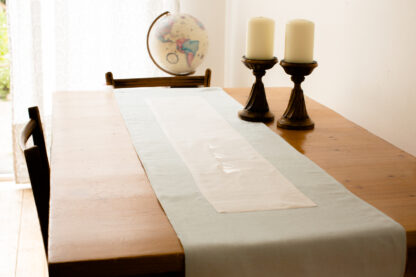 Galway Hooker table runner with white insert and white embroidery 'Sale' - Image 3
