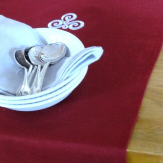 Rósóg Table Runner with Newgrange Motif (183cm x 38cm) in Olive or Silver