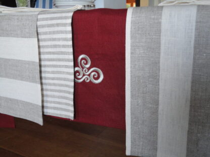 Rósóg Table Runner with Newgrange Motif (183cm x 38cm) in Olive or Silver - Image 2