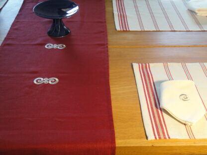 Rósóg Table Runner with Newgrange Motif (183cm x 38cm) in Olive or Silver - Image 5