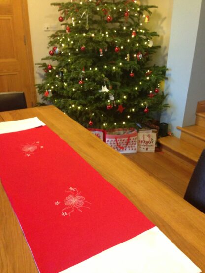 Christmas in Silver or Gold threads on Irish linen//// sold out - Image 3
