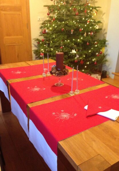 Christmas in Silver or Gold threads on Irish linen//// sold out - Image 6