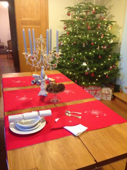 Christmas in Silver or Gold threads on Irish linen//// sold out - Image 5