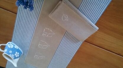 French Rustic Natural Linen Table Napkins Embroidered  Sold out - Image 4