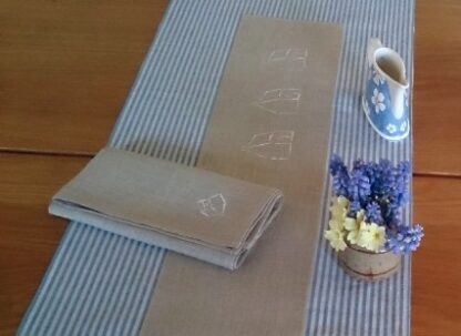 French Rustic Natural Linen Table Napkins Embroidered  Sold out - Image 3