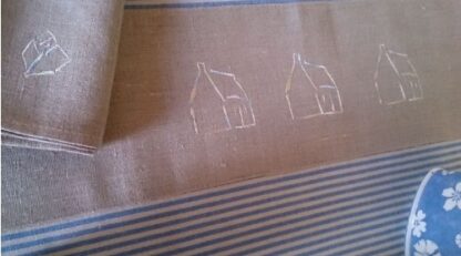 French Rustic Natural Linen Table Napkins Embroidered  Sold out - Image 2