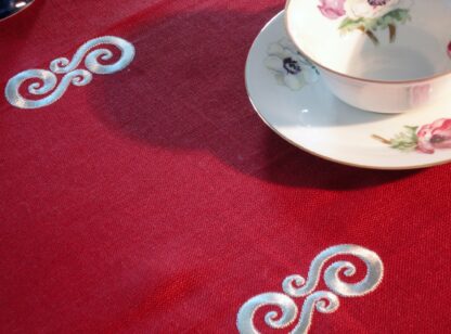 Rósóg Table Runner with Newgrange Motif (183cm x 38cm) in Olive or Silver - Image 4