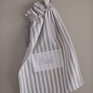 Large towel / tuáillí ( towel in Irish) bag in crisp grey and white