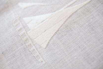 Galway Hooker Sails;  Table runner on Navy/indigo Irish linen Embroidered with white threads on white insert.  "Great Value" - Image 3