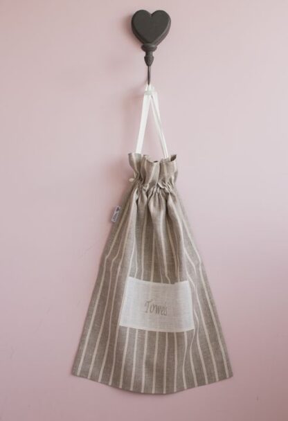 Large towel bag in natural and ivory pure linen Sorry Sold out - Image 2