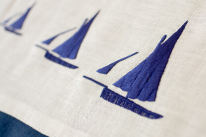 Galway Hooker table runner in Indigo and ivory Irish linen.   Out of stock - Image 4