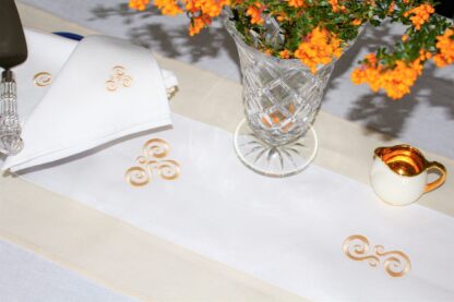 Newgrange Pre Celtic Knot table runner in Ecru and White  " Sale" - Image 2