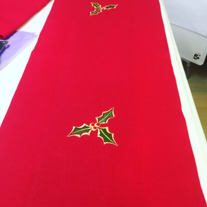 Beautiful Christmas holly/red table runner  "Great Value" Limited edition.