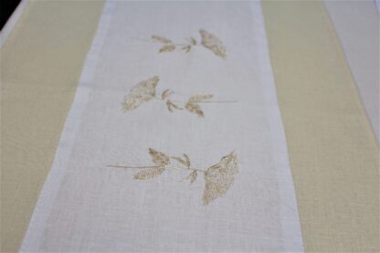 White and Ecru Irish linen with embroidered Elderflower Sold Out. Back soon - Image 3