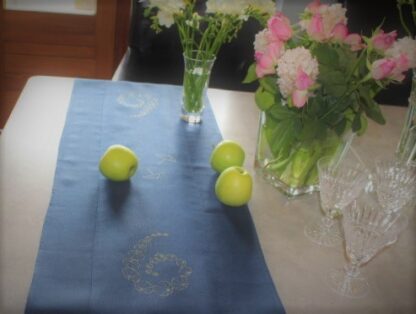 Umbrella swirl table runner in indigo - Image 5