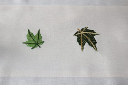 Maple leaf in green on white Irish linen.  New - Image 8