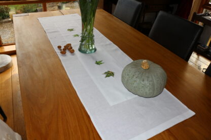 Maple leaf in green on white Irish linen.  New - Image 9