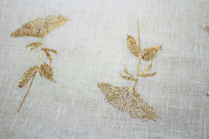 White and Ecru Irish linen with embroidered Elderflower Sold Out. Back soon