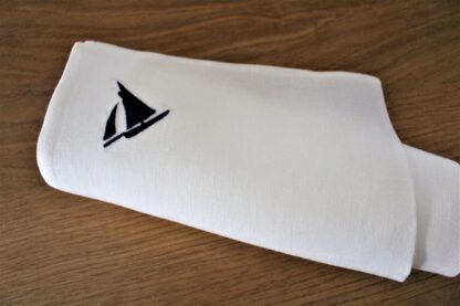 Galway Hooker Ivory dinner napkins with indigo motif - Image 2
