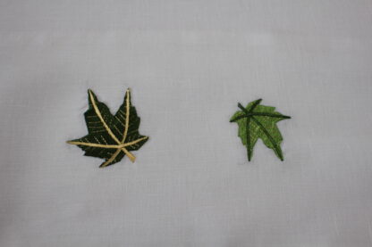 Maple leaf in green on white Irish linen.  New - Image 5