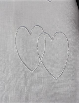 Fine Irish linen Pillow Cases with Entwined Hearts - Box of two  New