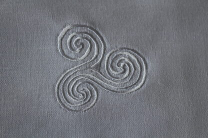 Newgrange Triple Spirals on white linen. back in stock and on Sale!! - Image 7